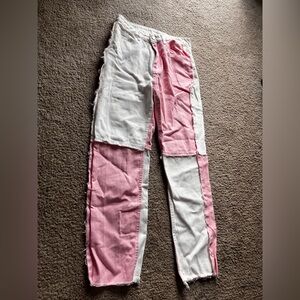 Pink and White Patchwork Pants